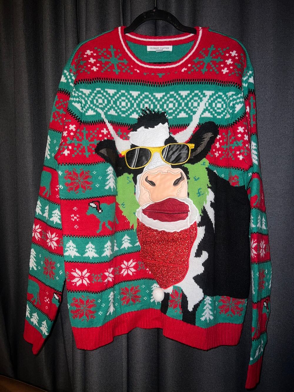 Ugly Christmas Sweater Xmas Size XL Cow